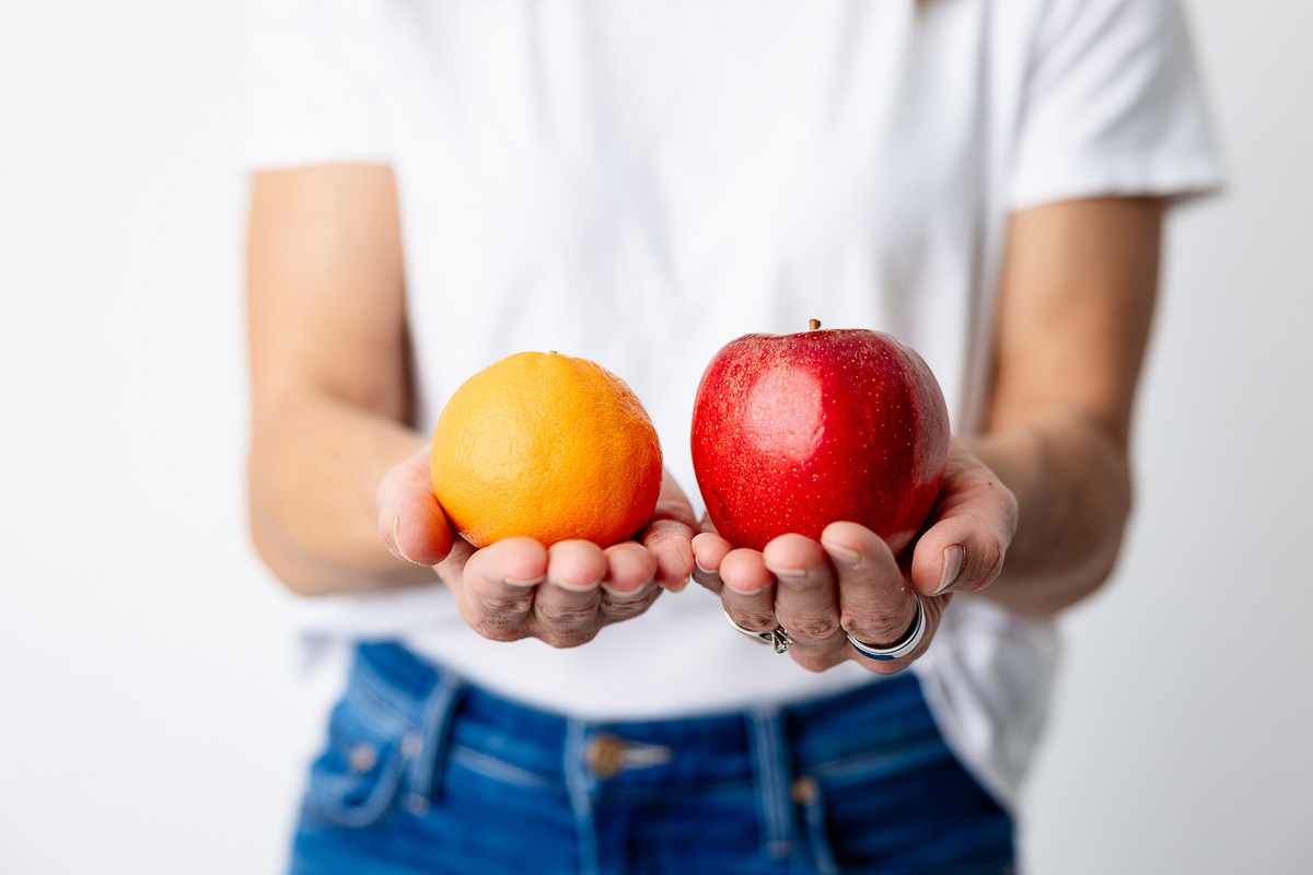 Girl holding fruit